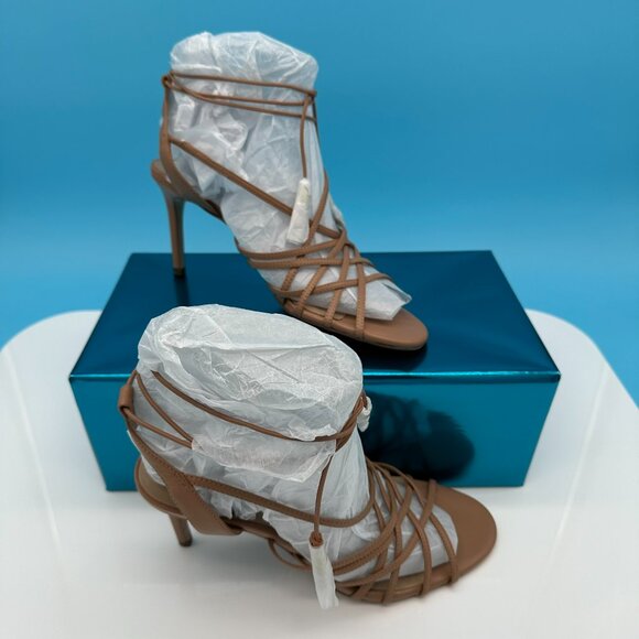 Ann Taylor Women's Strappy Caged Gladiator Lace Up High Heel Shoe, Size 8M, Nude - Picture 3 of 13